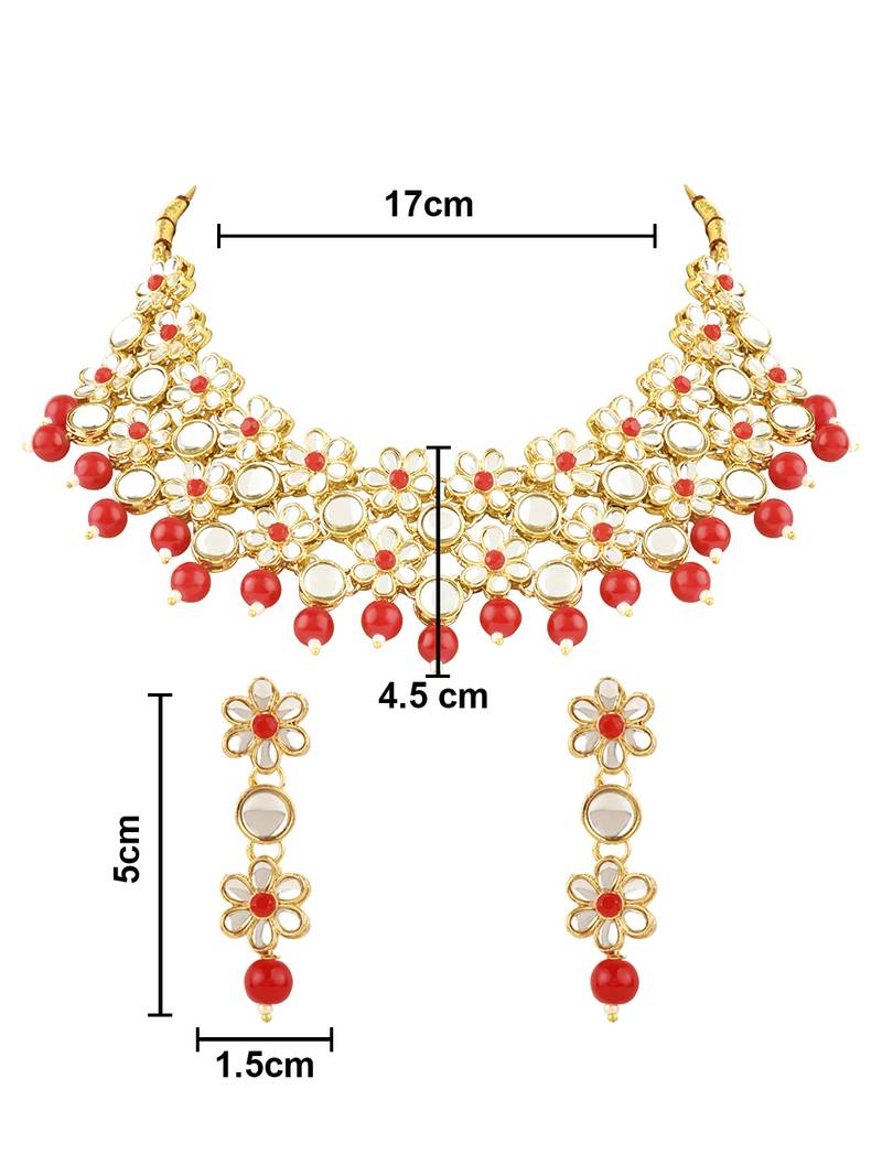 Gold Plated Traditional Kundan & Pearls Choker Necklace & Earring Ethnic Jewellery Set for Women & Girls