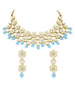 Gold Plated Traditional Kundan & Pearls Choker Necklace & Earring Ethnic Jewellery Set for Women & GirlsK7229Sb