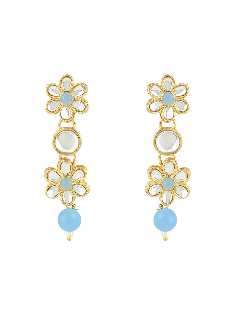 Gold Plated Traditional Kundan & Pearls Choker Necklace & Earring Ethnic Jewellery Set for Women & GirlsK7229Sb