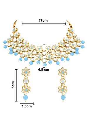 Gold Plated Traditional Kundan & Pearls Choker Necklace & Earring Ethnic Jewellery Set for Women & GirlsK7229Sb 5