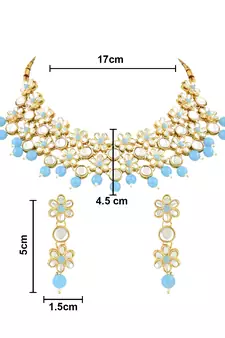 Gold Plated Traditional Kundan & Pearls Choker Necklace & Earring Ethnic Jewellery Set for Women & GirlsK7229Sb