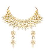 Gold Plated Traditional Kundan & Pearls Choker Necklace & Earring Ethnic Jewellery Set for Women & Girls K7229W