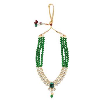 Gold Plated Traditional Necklace Jewellery Set with Earrings for Women  1