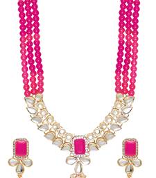 Gold Plated Traditional Kundan & Pearls Necklace Jewellery Set with Earrings for Women and girls 