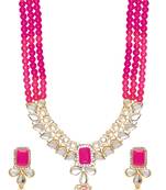 Gold Plated Traditional Kundan & Pearls Necklace Jewellery Set with Earrings for Women and girls 
