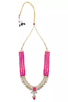 Gold Plated Traditional Kundan & Pearls Necklace Jewellery Set with Earrings for Women and girls 