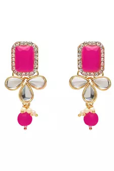 Gold Plated Traditional Kundan & Pearls Necklace Jewellery Set with Earrings for Women and girls 