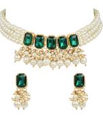 Gold Plated Traditional Choker Necklace Jewellery Set with Earrings for Women 