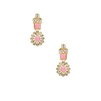 Gold Plated Traditional Kundan Necklace Jewellery Set with Earrings & Maang Tikka for Women  4
