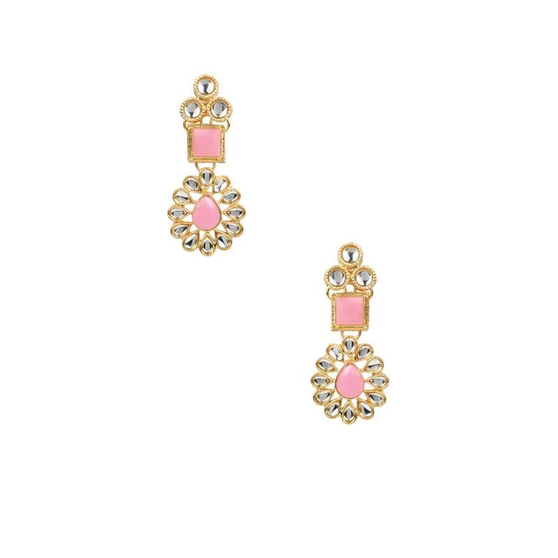 Gold Plated Traditional Kundan Necklace Jewellery Set with Earrings & Maang Tikka for Women 