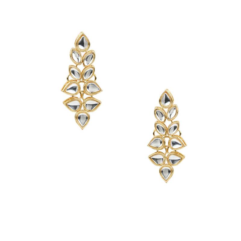 Gold Plated Traditional Kundan Necklace Jewellery Set with Earrings & Maang Tikka for Women 