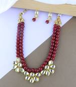 Gold Plated Traditional Kundan & Pearls Necklace Jewellery Set with Earrings for Women 