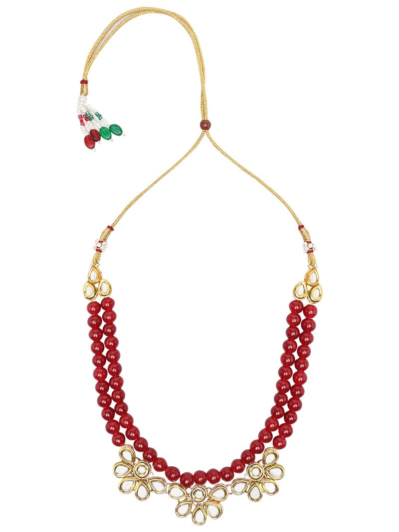 Gold Plated Traditional Kundan & Pearls Necklace Jewellery Set with Earrings for Women 