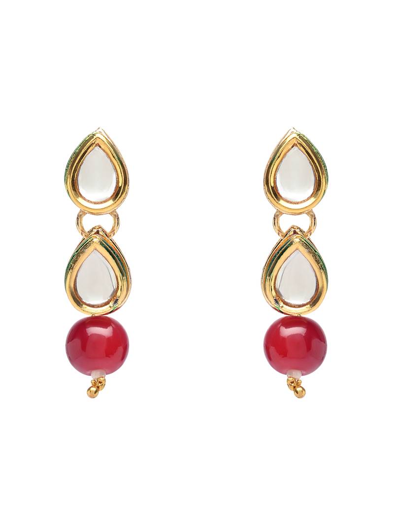 Gold Plated Traditional Kundan & Pearls Necklace Jewellery Set with Earrings for Women 