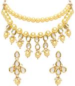 Gold Plated Traditional Kundan & Pearls Choker Necklace Jewellery Set with Earrings for Women and Girls IJ361FL