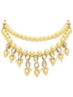 Gold Plated Traditional Kundan & Pearls Choker Necklace Jewellery Set with Earrings for Women and Girls IJ361FL 3