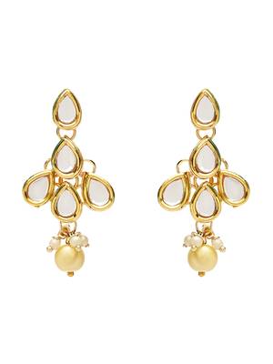 Gold Plated Traditional Kundan & Pearls Choker Necklace Jewellery Set with Earrings for Women and Girls IJ361FL 4