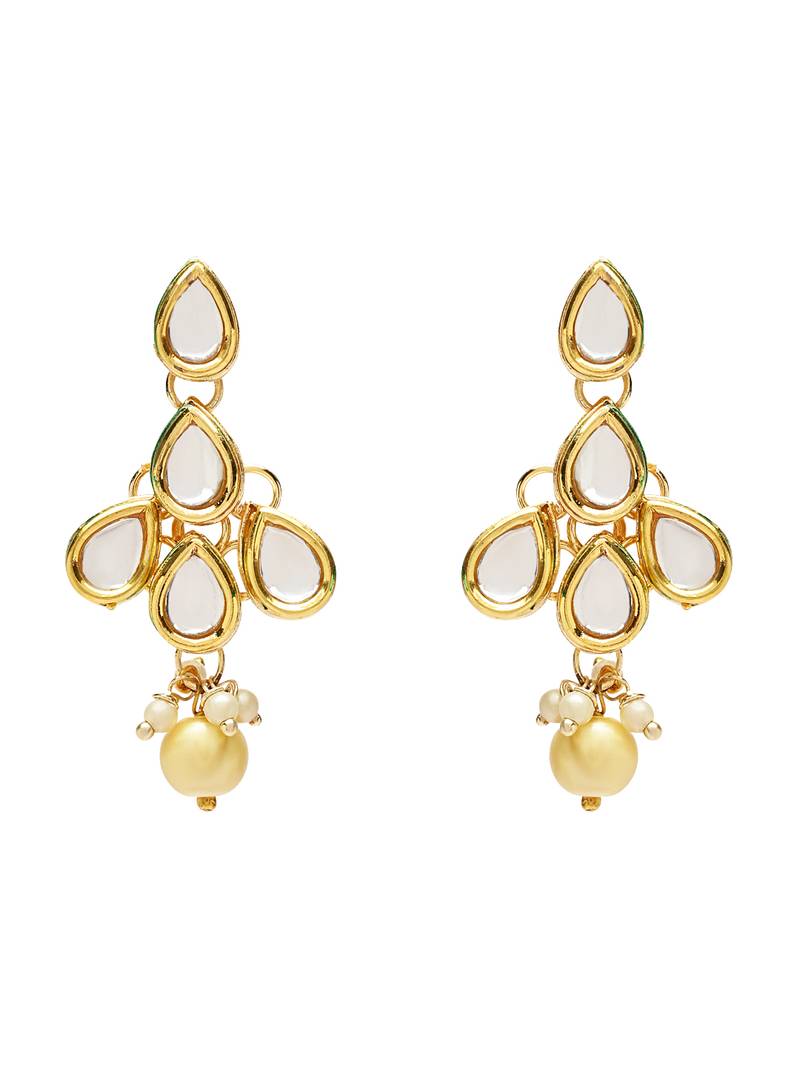 Gold Plated Traditional Kundan & Pearls Choker Necklace Jewellery Set with Earrings for Women and Girls IJ361FL