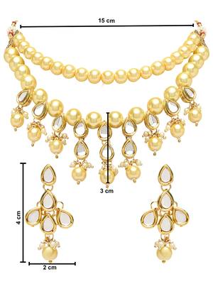 Gold Plated Traditional Kundan & Pearls Choker Necklace Jewellery Set with Earrings for Women and Girls IJ361FL 5