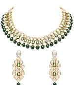 Gold Plated Traditional Kundan & Pearls Choker Necklace Jewellery Set with Earrings for Women and girls