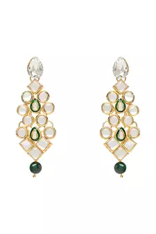 Gold Plated Traditional Kundan & Pearls Choker Necklace Jewellery Set with Earrings for Women and girls