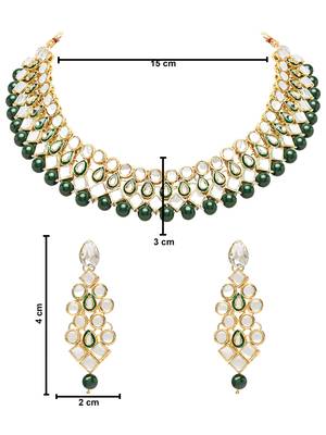 Gold Plated Traditional Kundan & Pearls Choker Necklace Jewellery Set with Earrings for Women and girls 5
