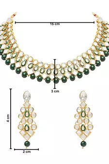 Gold Plated Traditional Kundan & Pearls Choker Necklace Jewellery Set with Earrings for Women and girls