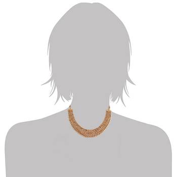 Gold Plated Traditional Style Choker Necklace Jewellery Set for Women/Girls  2