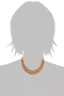 Gold Plated Traditional Style Choker Necklace Jewellery Set for Women/Girls 