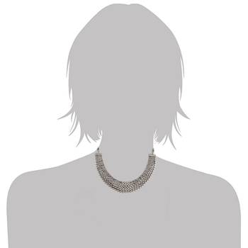 18K Oxidized Plated Traditional South Indian Style Choker Necklace Jewellery Set for Women - Silver  2