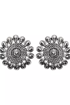 Silver Oxidised Traditional Choker Necklace and Earrings Jewellery Set For Women & Girls 