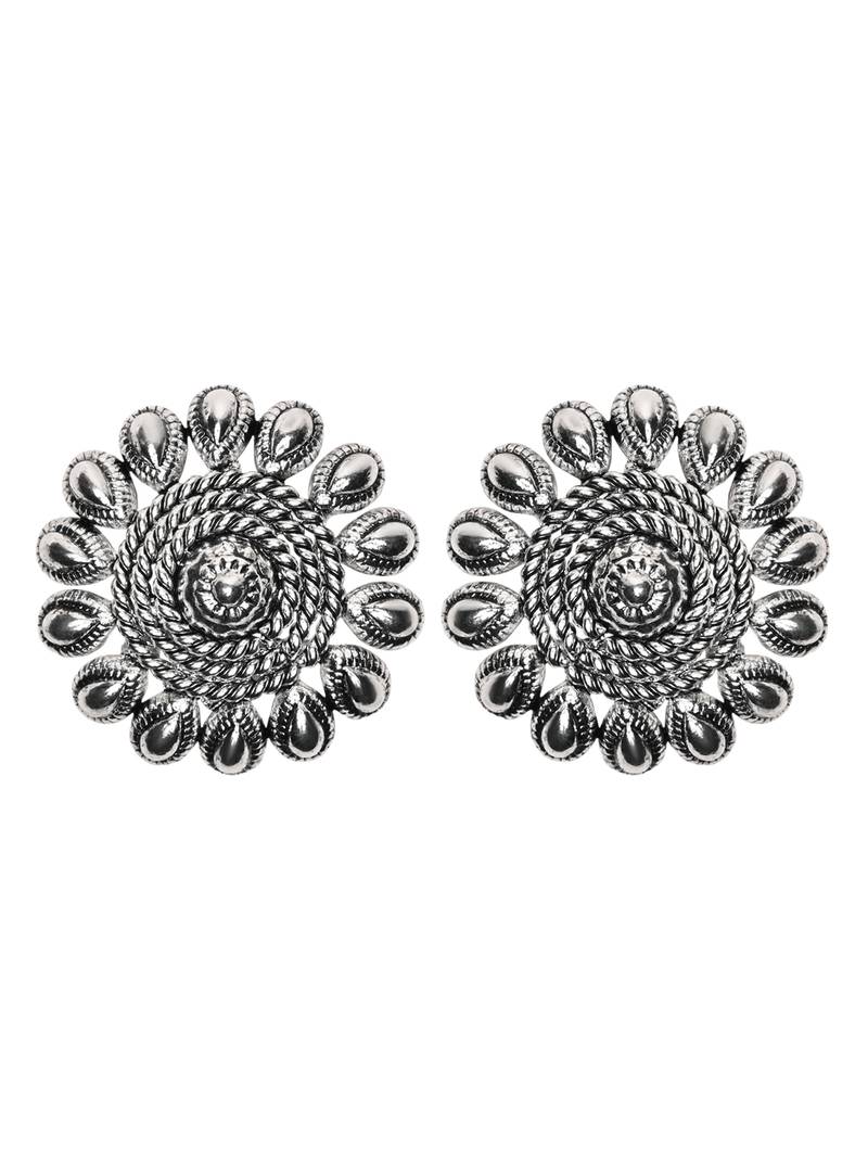 Silver Oxidised Traditional Choker Necklace and Earrings Jewellery Set For Women & Girls 