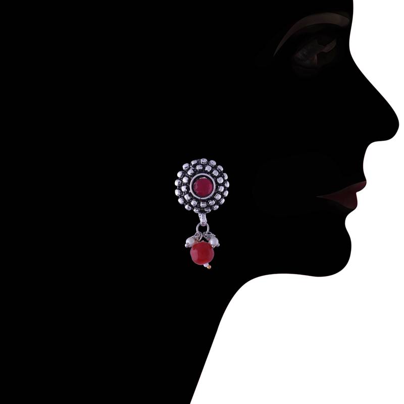 Silver Plated Traditional Style Choker Necklace Jewellery Set for Women/Girls 