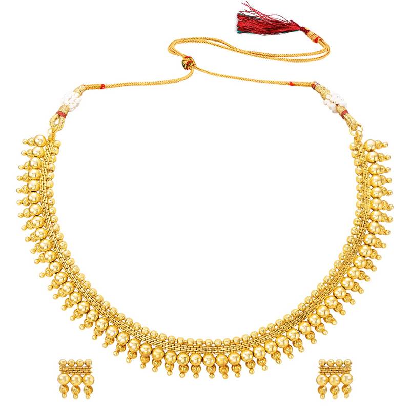 I Jewels Gold Plated Traditional Choker Necklace Jewellery Set For Women/Girls 