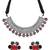 I Jewels Silver Oxidised Jewellery Choker Necklace Set with Earrings for Women & Girls(MC118R)