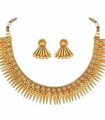 Gold Plated Traditional Choker Necklace Jewellery Set For Women/Girls 