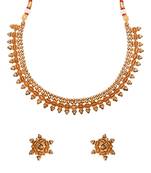 Gold Plated Traditional Stylish Golden Necklace with Earrings for Women & Girls 