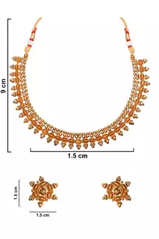 Gold Plated Traditional Stylish Golden Necklace with Earrings for Women & Girls 