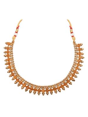 Gold Plated Traditional Stylish Golden Necklace with Earrings for Women & Girls  3