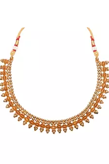 Gold Plated Traditional Stylish Golden Necklace with Earrings for Women & Girls 