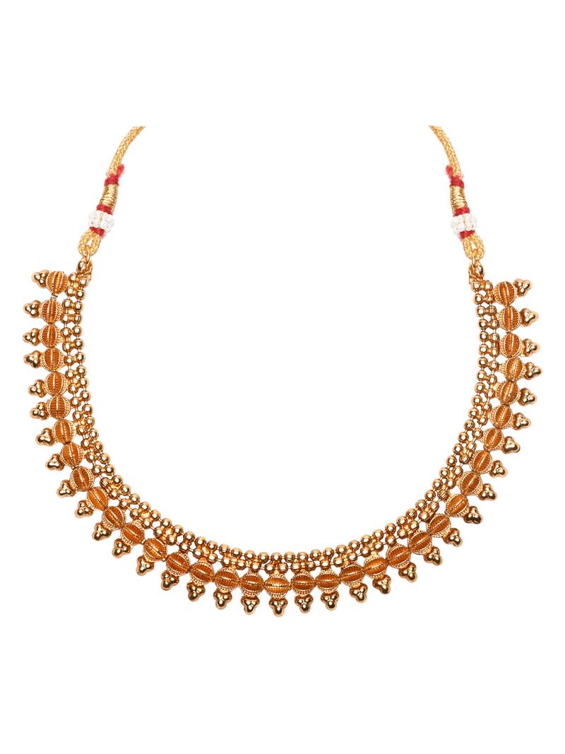 Gold Plated Traditional Stylish Golden Necklace with Earrings for Women & Girls 