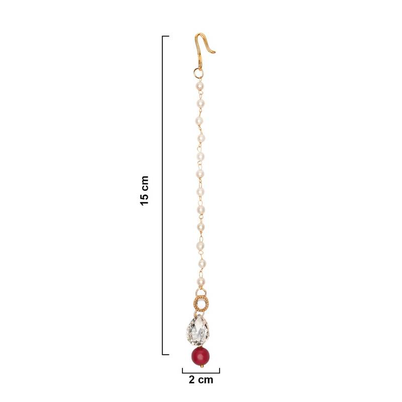 Gold Plated Pearl Kundan manng tikka for baby girls/kids 