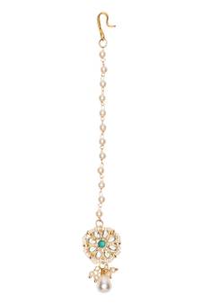 Gold plated Pearl Kundan manng tikka for baby girls/kids 