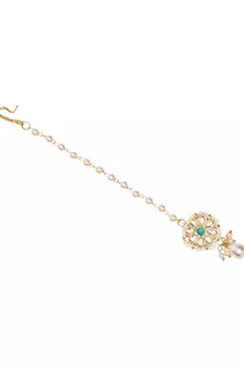 Gold plated Pearl Kundan manng tikka for baby girls/kids 
