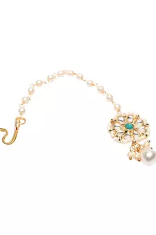 Gold plated Pearl Kundan manng tikka for baby girls/kids 