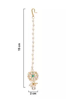 Gold plated Pearl Kundan manng tikka for baby girls/kids 