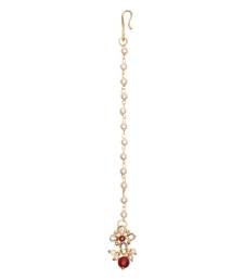 Gold plated Pearl Kundan manng tikka for baby girls/kids