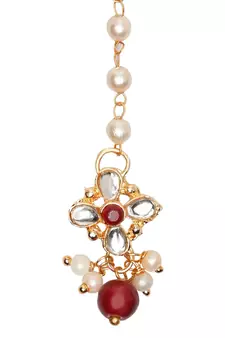 Gold plated Pearl Kundan manng tikka for baby girls/kids