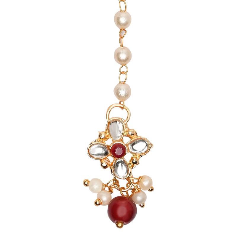 Gold plated Pearl Kundan manng tikka for baby girls/kids