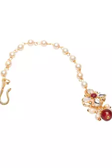 Gold plated Pearl Kundan manng tikka for baby girls/kids